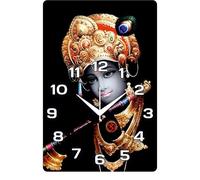Babawill Krishna Design MDF Wooden Wall Clock | 12 x 18 Inch Premium Religious Décor for Home, Pooja Room & Gift
