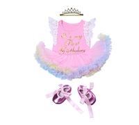 BABAYPREG First Birthday Baby Girls Outfits Dress Tutu Skirt with Headband (12-18 Months, Pink)
