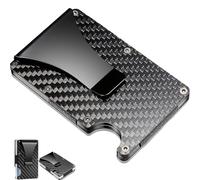 Babbblisio Carbon Fiber Wallet, Carbon Fiber Credit Card Holder with Metal Money Clip, RFID Blocking Card Holder for Men Minimalist, Slim Aluminum Wallet Purse Card Organizer for Men