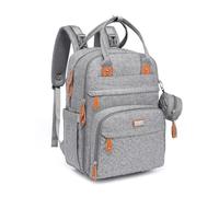 BabbleRoo Baby Changing Bag Backpack, Nappy Changing Back Pack Diaper Bags with Changing Mat & Pacifier Holder for Mom & Dad (Light Grey)