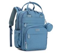 BabbleRoo Baby Changing Bag Backpack, Nappy Changing Back Pack Diaper Bags with Changing Mat & Pacifier Holder for Mom & Dad (Light Blue)