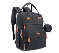 BabbleRoo Baby Changing Bag Backpack, Nappy Changing Back Pack Diaper Bags with Changing Mat & Pacifier Holder for Mom & Dad (Black)