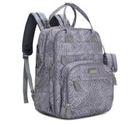 BabbleRoo Baby Changing Bag Backpack, Nappy Changing Back Pack Diaper Bags with Changing Mat & Pacifier Holder for Mom & Dad(Grey Swirls)