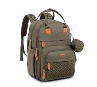 BabbleRoo Baby Changing Bag Backpack, Nappy Changing Back Pack Diaper Bags with Changing Mat & Pacifier Holder for Mom & Dad (Army Green)