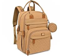 BabbleRoo Baby Changing Bag Backpack, Nappy Changing Back Pack Diaper Bags with Changing Mat & Pacifier Holder for Mom & Dad (Beige)