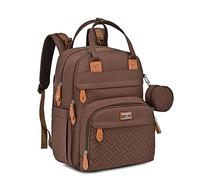 BabbleRoo Baby Changing Bag Backpack, Nappy Changing Back Pack Diaper Bags with Changing Mat & Pacifier Holder for Mom & Dad(Coffee)