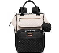 BabbleRoo Changing Bag Backpack, Large Baby Nappy Changing Diaper Bags Travel Back Pack with Changing Pad & Stroller Straps & Pacifier Holder for Moms and Dads, Black Apricot