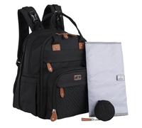BabbleRoo Extra Large Diaper Bag Backpack, Expandable Baby Bag with Up to 50% More Capacity - Travel Essentials Baby Bag Tote with Changing Pad, Stroller Straps & Pacifier Case - Unisex, Black