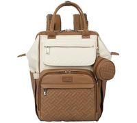 BabbleRoo Vegan Leather Changing Bag Backpack, Large Baby Nappy Changing Diaper Bags Travel Back Pack with Changing Pad & Stroller Straps & Pacifier Holder for Moms and Dads, Caramel Cream