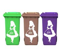 BABC Premium 3 x Personalised Wheelie Bin House Number Sticker Decal, Alice in Wonderland, (Alice in Wonderland)