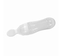 Babe Feeder, 90mL Silicone Babe Cereal Squeeze Babe Food Feeder Babe Food Bottle Feeder with Spoon Fresh Food Cereal for Feeding Cereal, Milk, Porridge (White)