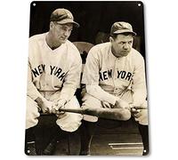 Babe Ruth & Lou Gehrig Yankees Baseball History Vintage Retro Tin Sign Metal Sign Tin Sign 7.8X11.8 Inch