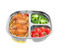 Babe Suction Plates - 19.5cm 304 Stainless Steel Divided Plate | Non-Slip Suction Base Feeding Bowl, Dishwasher Safe Dinnerware for Highchair Weaning Kitchen