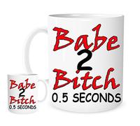 Babe to Bitch Logo Mug, Lovely Ceramic Gift Mug Featuring Emblem Joke Rude Cheeky Funny Warning