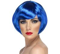 Smiffy's Babe Bob Wig With Fringe - Blue - bob wig short blue babe fancy dress ladies fringe costume accessory smiffys
