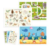 Babebay Disposable Placemats for Baby, 60 Pack Sticky Toddler Placemat for Restaurants, Dining Table, Party, Travel, 12" x 18" with 3 Designs