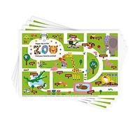 Babebay Disposable Stick-on Placemats 40 Pack for Baby & Kids, Restaurant Table Mats 12'' x 18'' Sticky Place Mats,Toddler Baby Placemat Happy Zoo Theme, CD-0608