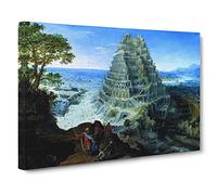 Babel By Pieter Bruegel The Elder Canvas Print | Gallery Wrapped 30mm Frame Wall Art | 30x20 inches | Ready to Hang | Classic Picture | Living Room Bedroom Lounge Office