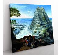 Babel by Pieter bruegel the elder Classic Painting Canvas Wall Art Print Ready to Hang, Framed Picture for Living Room Bedroom Home Office Décor, 35x35 cm (14x14 Inch)