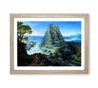Babel By Pieter Bruegel The Elder Classic Painting Framed Wall Art Print, Ready to Hang Picture for Living Room Bedroom Home Office Décor, Oak A3 (46 x 34 cm)