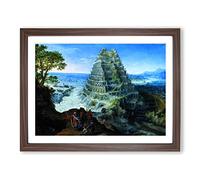 Babel By Pieter Bruegel The Elder Classic Painting Framed Wall Art Print, Ready to Hang Picture for Living Room Bedroom Home Office Décor, Walnut A4 (34 x 25 cm)