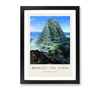 Babel By Pieter Bruegel The Elder Exhibition Museum Painting Framed Wall Art Print, Ready to Hang Picture for Living Room Bedroom Home Office Décor, Black A3 (34 x 46 cm)