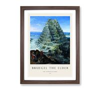 Babel By Pieter Bruegel The Elder Exhibition Museum Painting Framed Wall Art Print, Ready to Hang Picture for Living Room Bedroom Home Office Décor, Walnut A3 (34 x 46 cm)