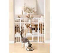 Babelio 36" High Upgraded Baby Gate with Cat Door, 29-43" Automatic Close, Durable Dog Gate for Stairs, Doors and House, Easy Walk Through with Pet Door,