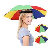 Babelshar 2 Pack Umbrella Hat for Adults with Elastic Band, Fun Colorful Party Umbrella Hats for Kids, Hands-free Adjustable Size Fits All Ages for Outdoor Sun Rain Protection