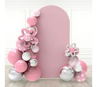 Babenest 6.6Ft Dusty Pink Wedding Arch Cover, Spandex Fitted Backdrop for Photography, Round Top Chiara Stand for Party Ceremony Birthday Baby Shower Anniversary Decoration