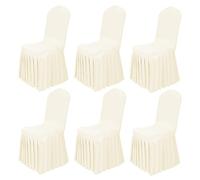 Babenest 6pcs Spandex Skirt Style Chair Covers, Stretch Fabric Removable Washable Chair Protector with Long Skirt, Anti-Dirty Skirted Chair Slipcover for Weddings Banquet Dining Party Ceremony (Lvory)