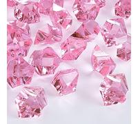 Babenest Acrylic Crushed Ice Rocks, 150 PCS Fake Crystals Plastic Ice Cubes Diamonds Gems for Vase Fillers, Home Decoration, Table Scatter, Event, Wedding, Arts & Crafts (Pink)