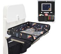 Babenest Airplane Tray Table Cover for Kids with Pockets, Foldable Tray Table Organizer for Toddler, Plane Travel Essentials Must-Haves for Train Buses High Chairs and Flying Supplies (Meteor Black)