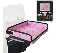 Babenest Airplane Tray Table Cover for Kids with Pockets, Foldable Tray Table Organizer for Toddler, Plane Travel Essentials Must-Haves for Train Buses High Chairs and Flying Supplies (Candy Pink)