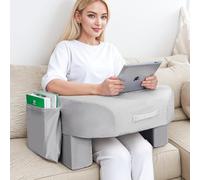 Babenest Reading Pillow for Lap, Armrest Gaming Pillows for Working & Crocheting, Hight Adjustable Lap Desk Pillows for Adult Sitting Crocheting in Bed Sofa Floor (Plush Gray)