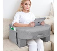 Babenest Reading Pillow for Lap, Armrest Gaming Pillows for Working & Crocheting, Hight Adjustable Lap Desk Pillows for Adult Sitting in Bed Sofa Floor (Checkered Gray)