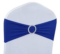 Babenest Spandex Chair Sashes Bows 100PCS Premium Stretch Chair Cover Band with Buckle Slider Universal Elastic Chair Ties for Wedding Party Ceremony Reception Banquet Decoration (Royal Bule)
