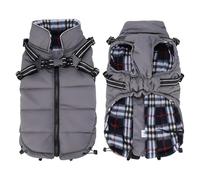 babepet Warm Pet Dog Coats with Harness,Waterproof Small Dog Jacket Coat,winter Dogs Clothes with Chest Strap,Zip Up Puppy Coat for Outdoor Walking-Grey-XXL