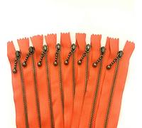 BABESA Zips,Zippers ,Zip,Sewing,Zipper,durable 2pcs Round Bead Modeling Copper Metal Bulk for Sewing, Closed End 3# (20-50cm) 8-20inch, Accessories (Color : Mix, Size : 20CM) (Color : Orang)