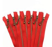 BABESA Zips,Zippers ,Zip,Sewing,Zipper,durable 2pcs Round Bead Modeling Copper Metal Bulk for Sewing, Closed End 3# (20-50cm) 8-20inch, Accessories (Color : Mix, Size : 20CM) (Color : Red)