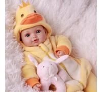 BABESIDE 17 Inch Lifelike Baby Doll, Sweet Smiling Soft Bodied Realistic Baby Doll Girl with Clothes & Accessories, Gift for Ages 3+ Girls, Pretend Play & Collectors