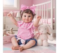 BABESIDE 20 Inch Reborn Dolls - Full Vinyl Body Lifelike Baby Doll, Sweet Smiling Real-life Newborn Girl with Outfit & Accessories for Kids 3+ Gift