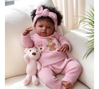 BABESIDE Black Reborn Baby 20inch - Realistic African American Dolls with Soft Cloth Body - Lifelike Biracial Babies Brown Skin for Girls Age 3+