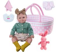BABESIDE Maddy Reborn Baby Dolls with Bassinet, 20Inch Cute Soft Vinyl Realistic-Newborn Baby Dolls Poseable Real Life Lifelike Baby Dolls w/Doll Accessories for 3+ Year Old Girls
