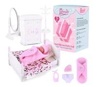 BABESIDE Mini Silicone Reborn Baby Dolls - 3 Inches Adorable Sleeping Newborn Baby Doll, Realistic Miniature Reborn Baby with Furniture Accessories and Bibs, Hats for Kids Aged 3+ (Pink)