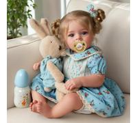 BABESIDE Realistic Baby Dolls Real Reborn Babies Dolls 20 inch Lifelike Toddler Girls Softness Cloth Body with Long Blond Hair with Clothes Accessories for Kids Aged 3+