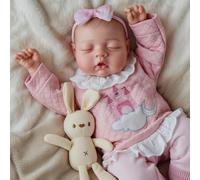 BABESIDE Realistic Reborn Baby Dolls Girl - 17 Inch Lifelike Reborn Dolls Real Life Newborn Baby Doll, Cloth Body Sleeping Girl Doll with Clothes Accessories for Kids Age 3+