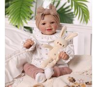 BABESIDE Reborn Babies Doll 17-Inch Sunny Realistic Lifelike Newborn with Softness Cloth Body Real Life Girls Open Eyes,White