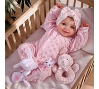 BABESIDE Reborn Babies Dolls Sunny 17 inch Realistic Newborn Girls Lifelike Real Baby Open Eye Softness Cloth Body that Look Cute Toddler Silicone Vinyl Limbs