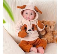BABESIDE Reborn Baby Doll Boy - 20 Inch Lifelike Reborn Boy with Soft Cloth Body, Realistic Newborn Baby Doll with Cute Puppy Outfit & Feeding Accessories, Gift for Kids 3+